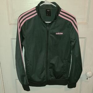 Kids Adidas Grey Jacket with Pink Accents